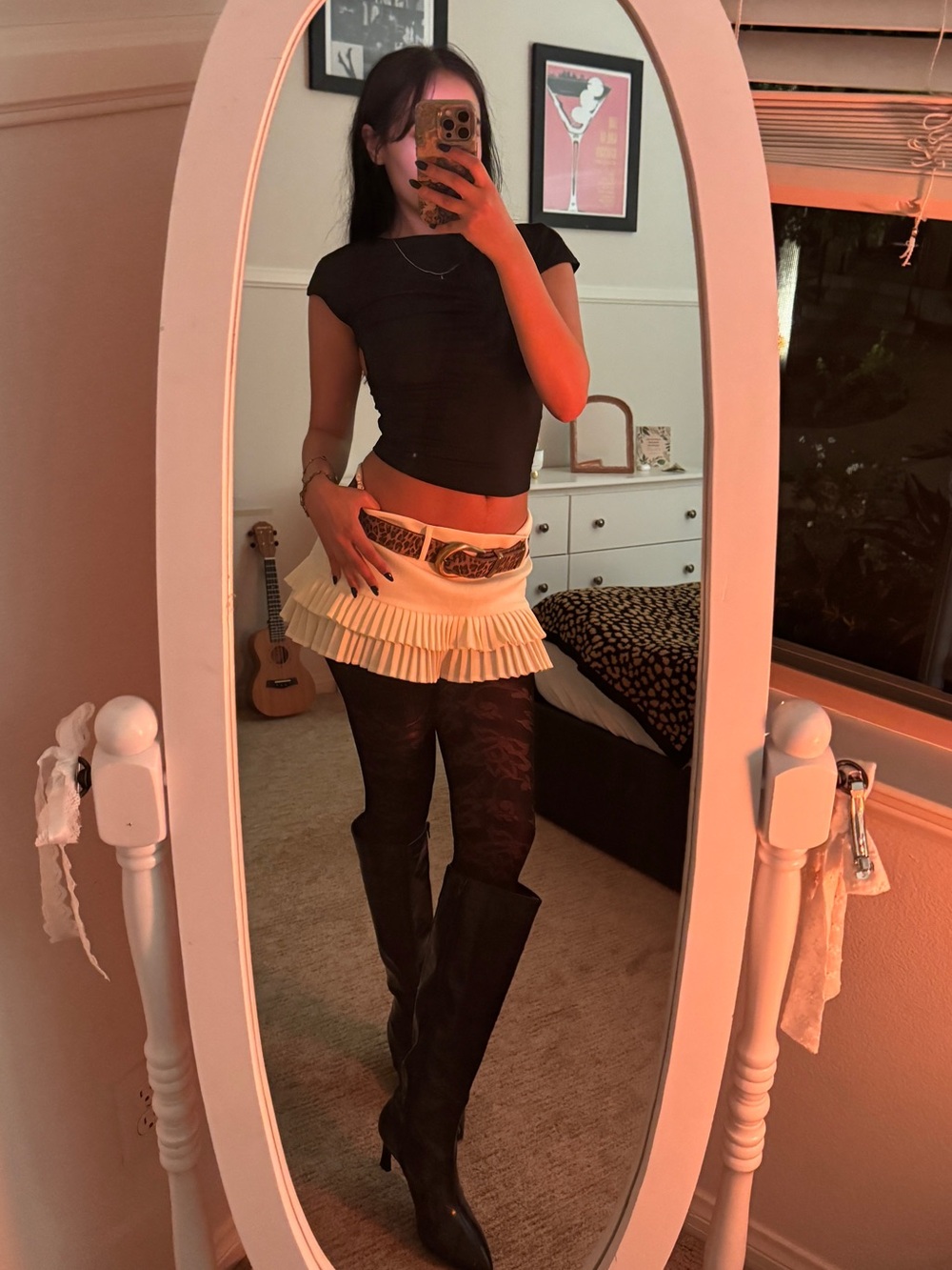 Lioness Cream Pleated Mini Skirt
